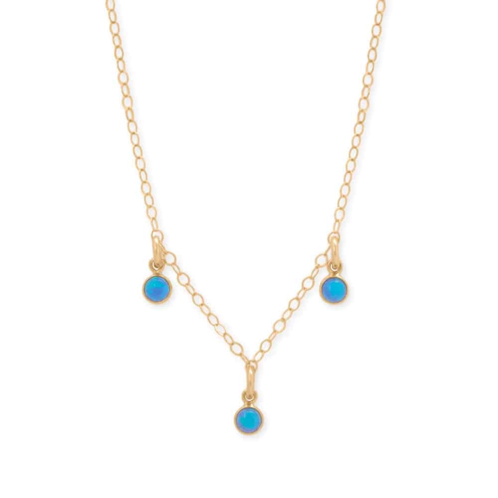 15 + 2.25 14/20 Gold Filled Blue Opal Charm Necklace
