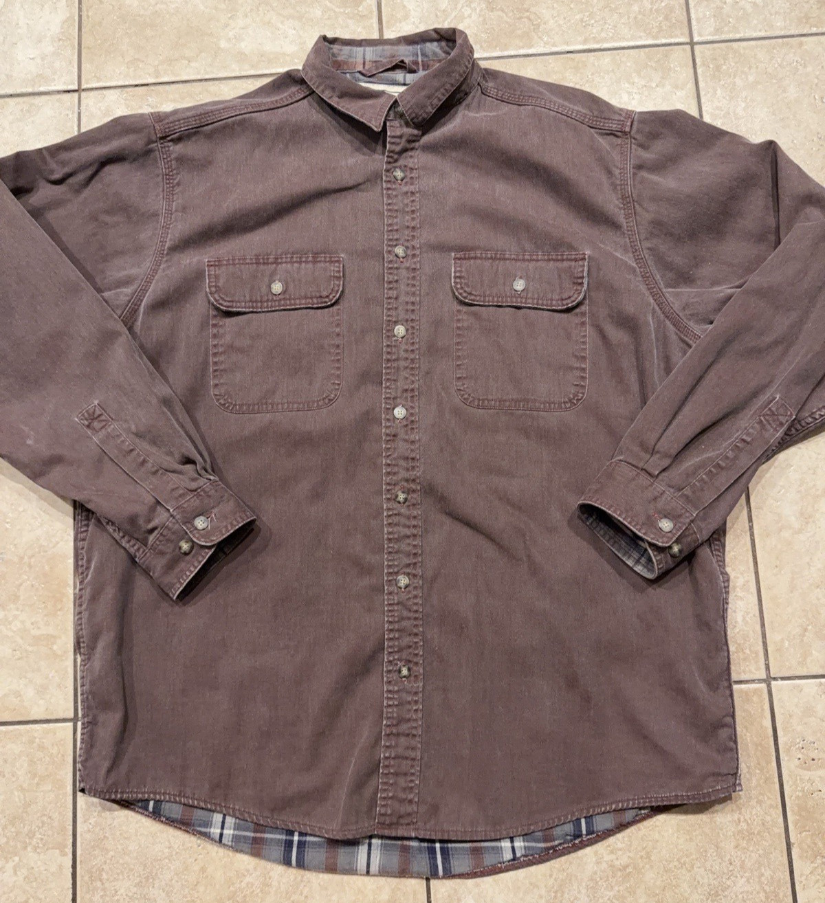 Vintage LL Bean Hurricane Shirt Mens L Purple Flannel Lined Canvas Chore Barn Vintage LL Bean Hurricane Shirt Mens L Purple Flannel Lined Canvas Chore Barn
