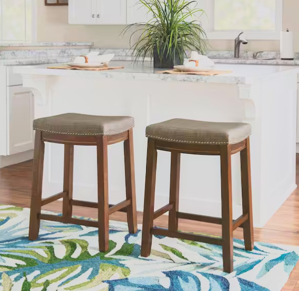 Linon Home Decor Concord 26.5 in. Backless Wood Counter Stool w/ Fabric Seat Linon Home Decor Concord 26.5 in. Backless Wood Counter Stool w/ Fabric Seat