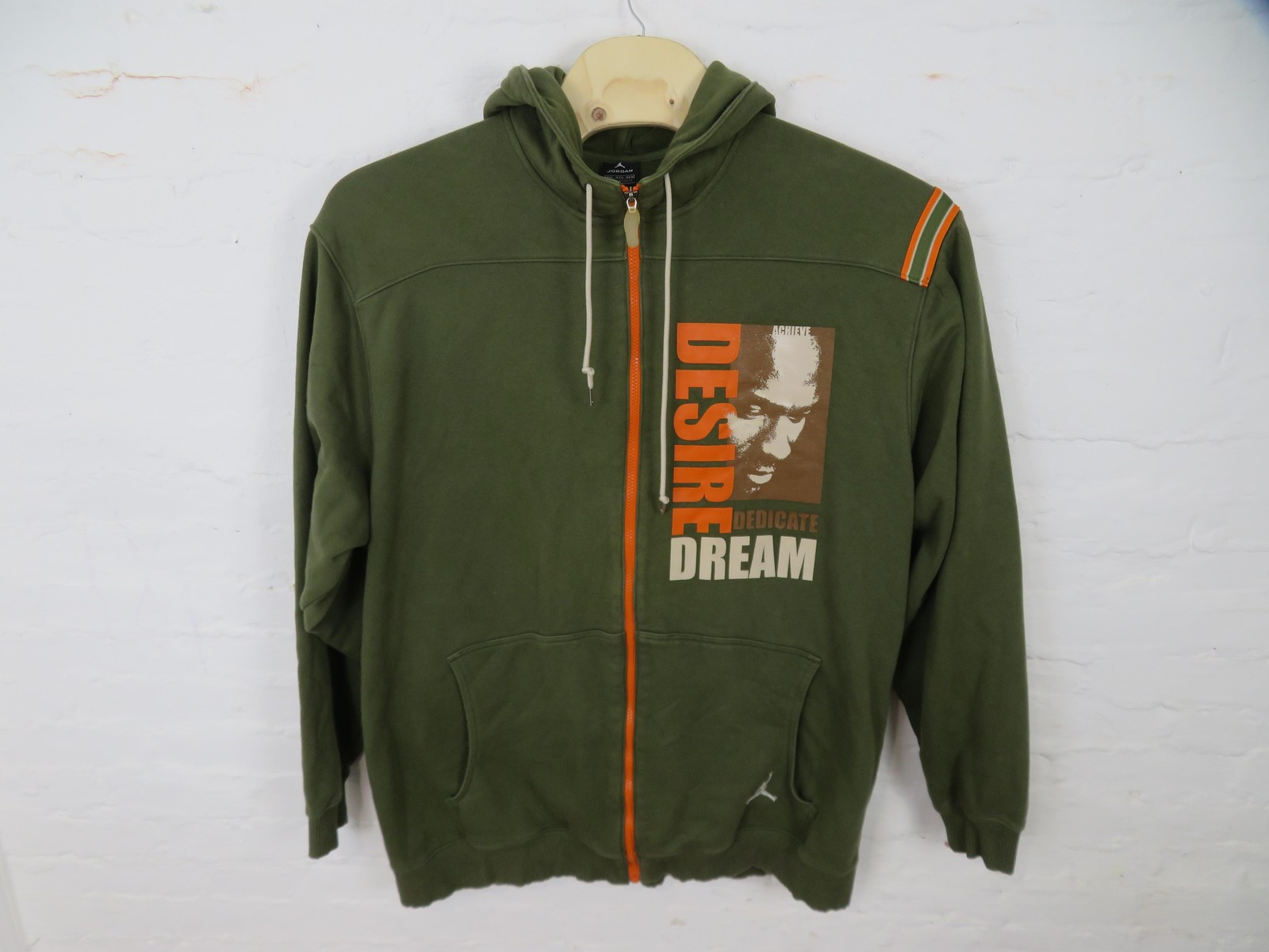 Vintage Nike Air Jordan Military Green Retro 5 Mens 4XL Full Zip Hoodie y2k