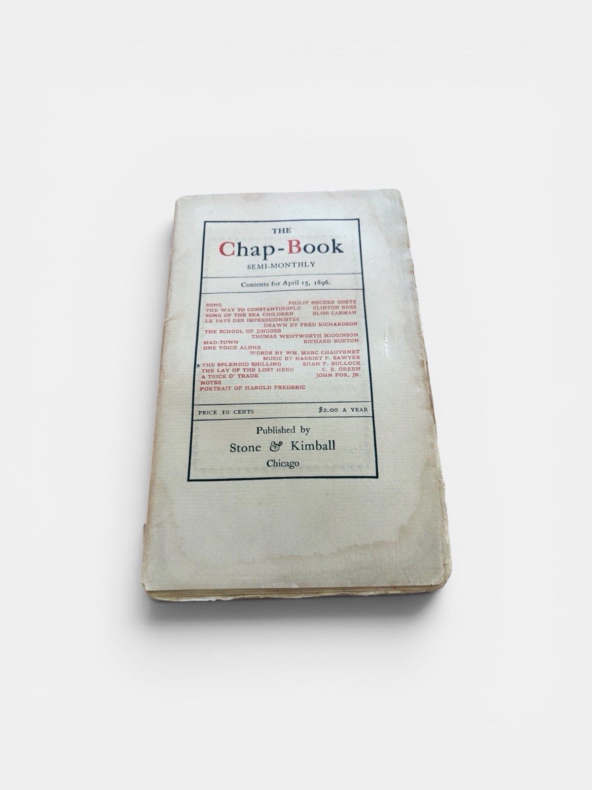 April 15, 1896 The Chap-Book Semi-Monthly Harold Frederic Stone & Kimball