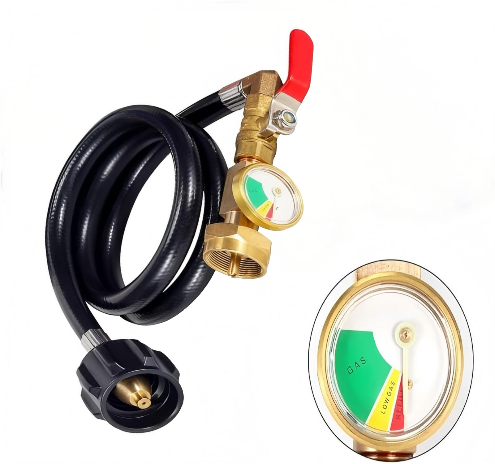 1LB To 20LB Propane Refill Adapter Extension Hose With Gauge On-Off Control 40''