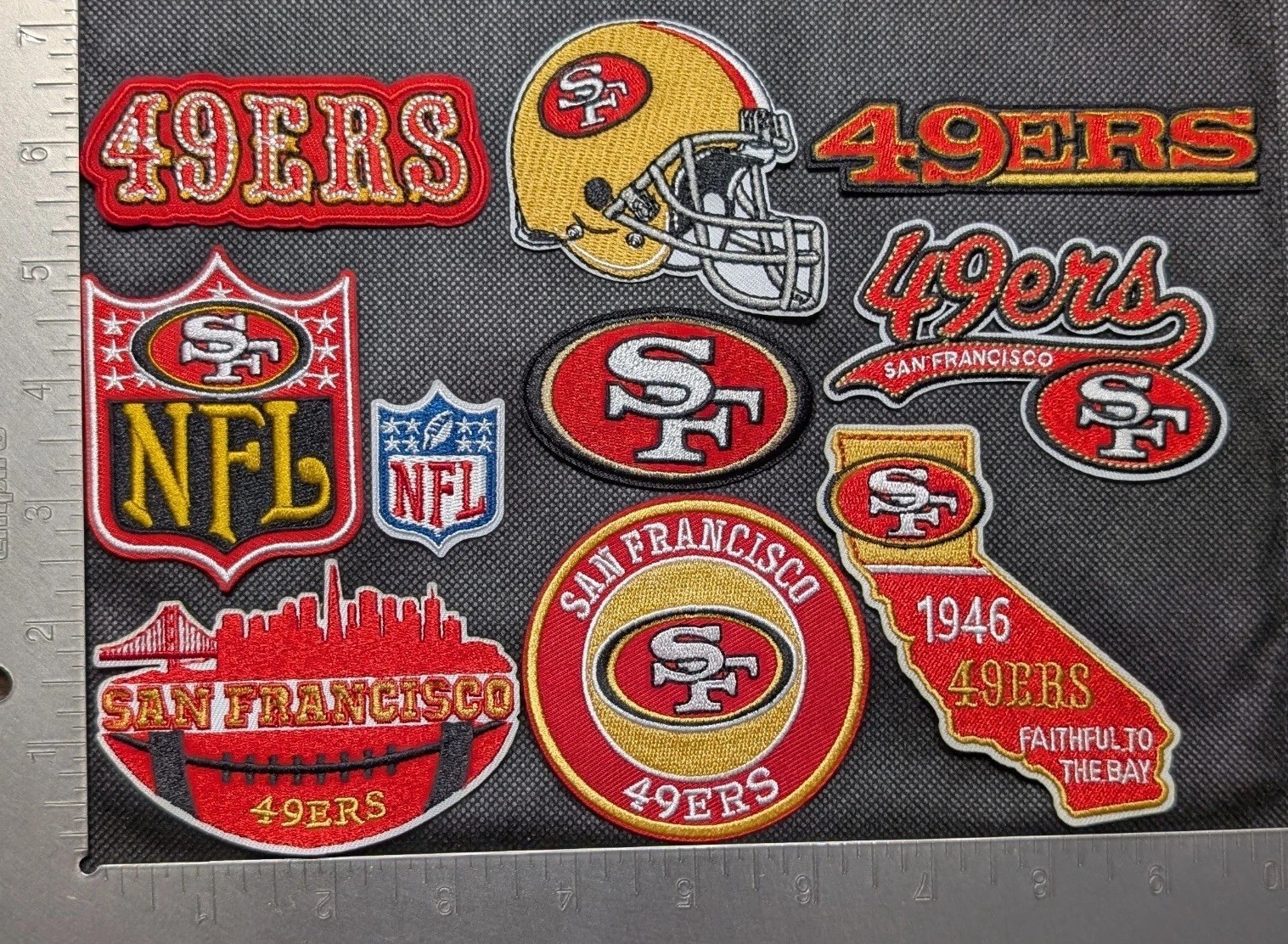 SAN FRANCISCO 49ERS SET OF 10 NFL FOOTBALL IRON ON PATCHES U GET ALL IN PHOTO