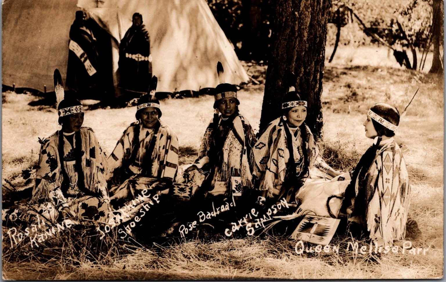 RPPC Native American Women Named Portraits, Traditional Dress, Tipi RPPC Native American Women Named Portraits, Traditional Dress, Tipi