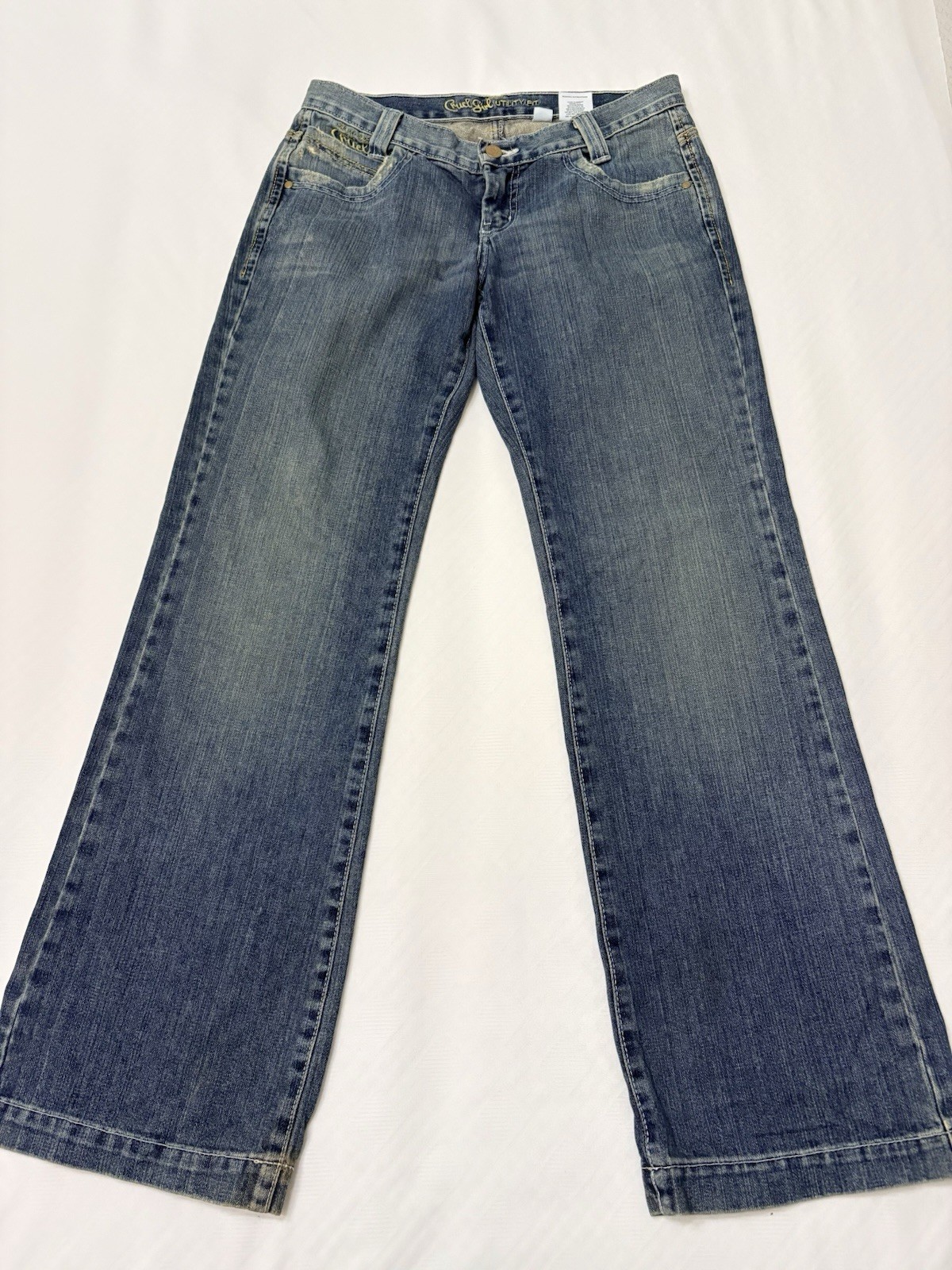 Vtg Cruel Girl Low Rise Utility Fit Blue Denim Jeans Womens 5 Long (28x31) Vtg Cruel Girl Low Rise Utility Fit Blue Denim Jeans Womens 5 Long (28x31)