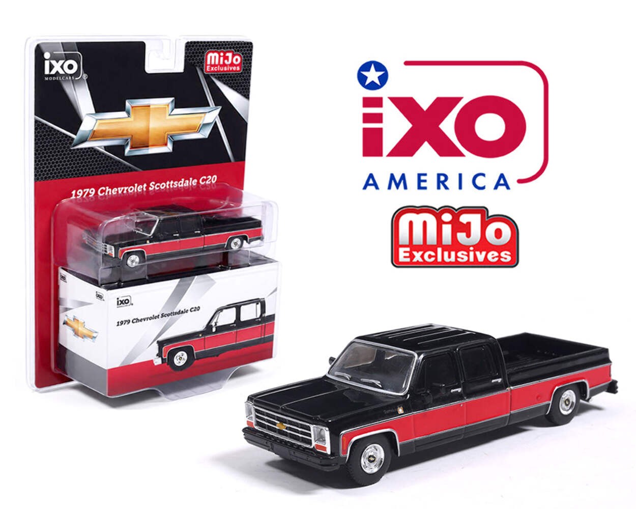 IXO 1/64 1979 Chevrolet Scottsdale C20 IAPR1015 Black/Red