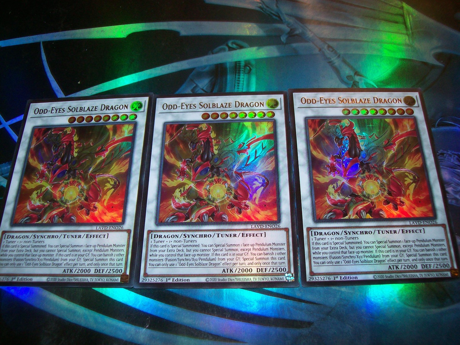 3x Odd-Eyes Solblaze Dragon 1st Edition Ultra Rare LAVD-ENO26 Yu-Gi-Oh 3x Odd-Eyes Solblaze Dragon 1st Edition Ultra Rare LAVD-ENO26 Yu-Gi-Oh