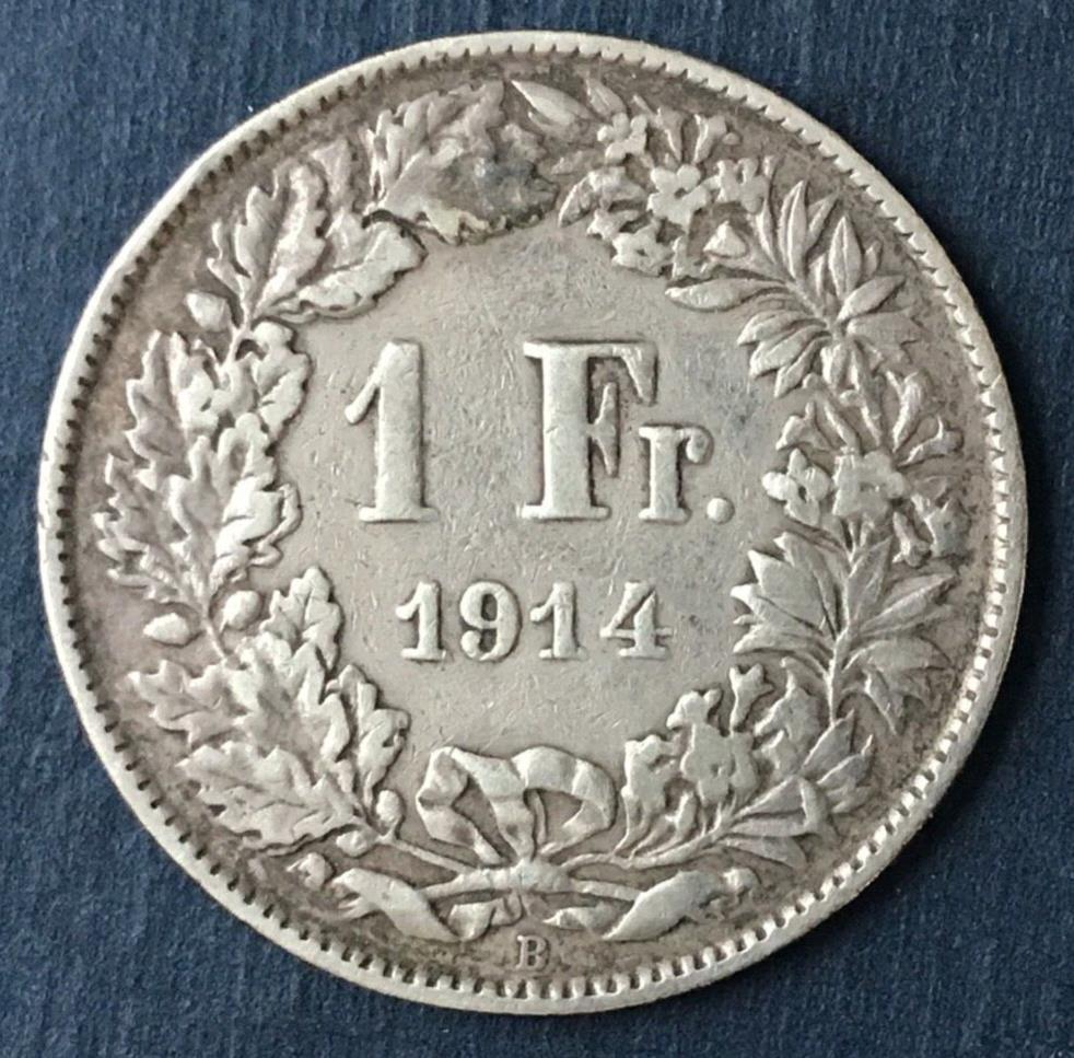 🇨🇭🇨🇭 1914 B SWITZERLAND 1 FRANCS COIN 🇨🇭🇨🇭