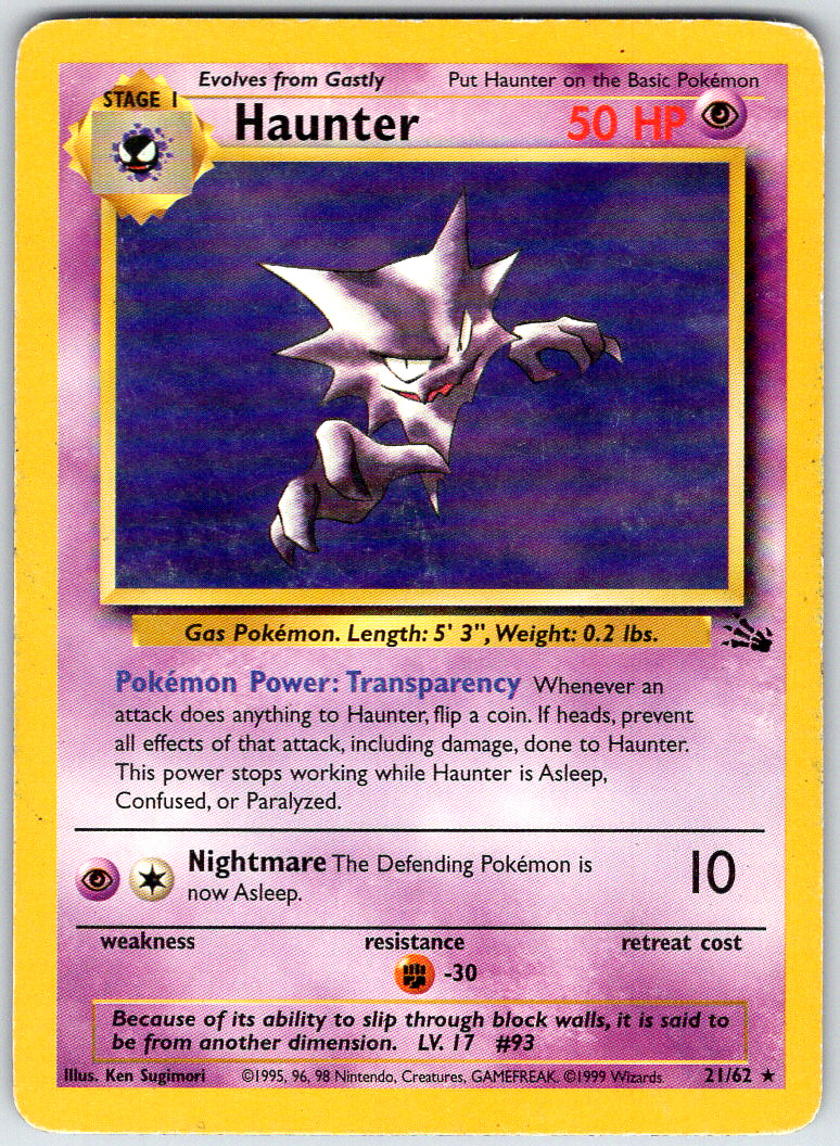 Haunter (21) 21/62 Fossil Rare Unlimited 1999 HP