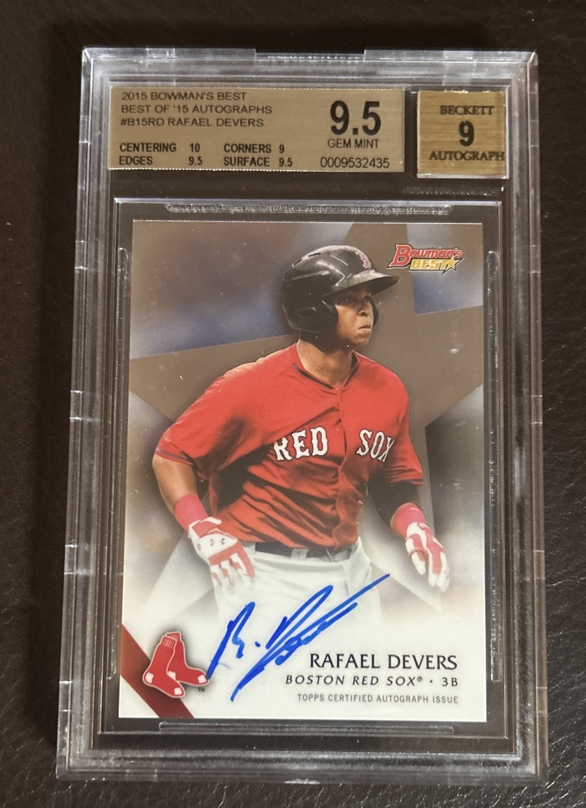 2015 Bowman\'s Best of 2015 Autographs Auto Rafael Devers #B15-RD (AU RC) BGS 9.5