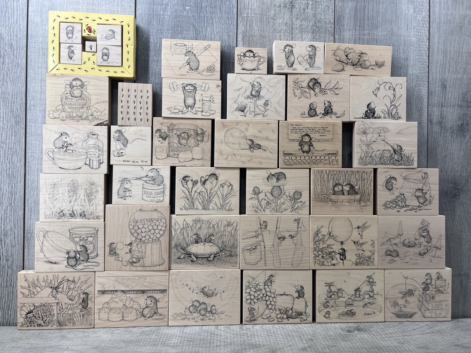 41 STAMPA ROSA Large House Mouse Designs Wood Mount Rubber Stamps VTG 1998-1999