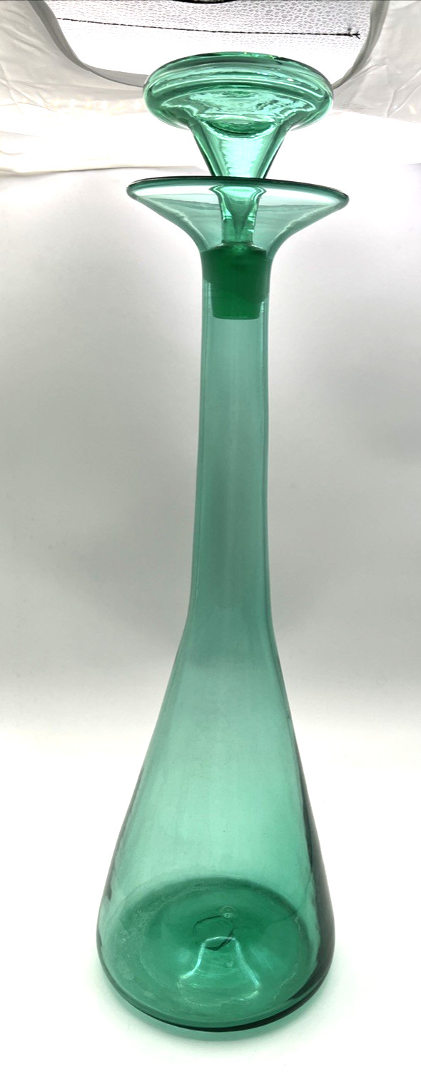 Blenko Wayne Husted Jetson Decanter Vase Sea Teal Green 21.5\