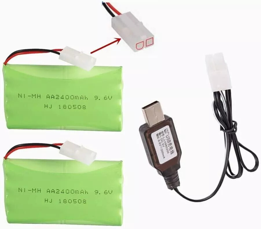 2x 9.6v 2400mAh NiMH Rechargeable Battery Pack KET-2P Connector for RC Car Truck
