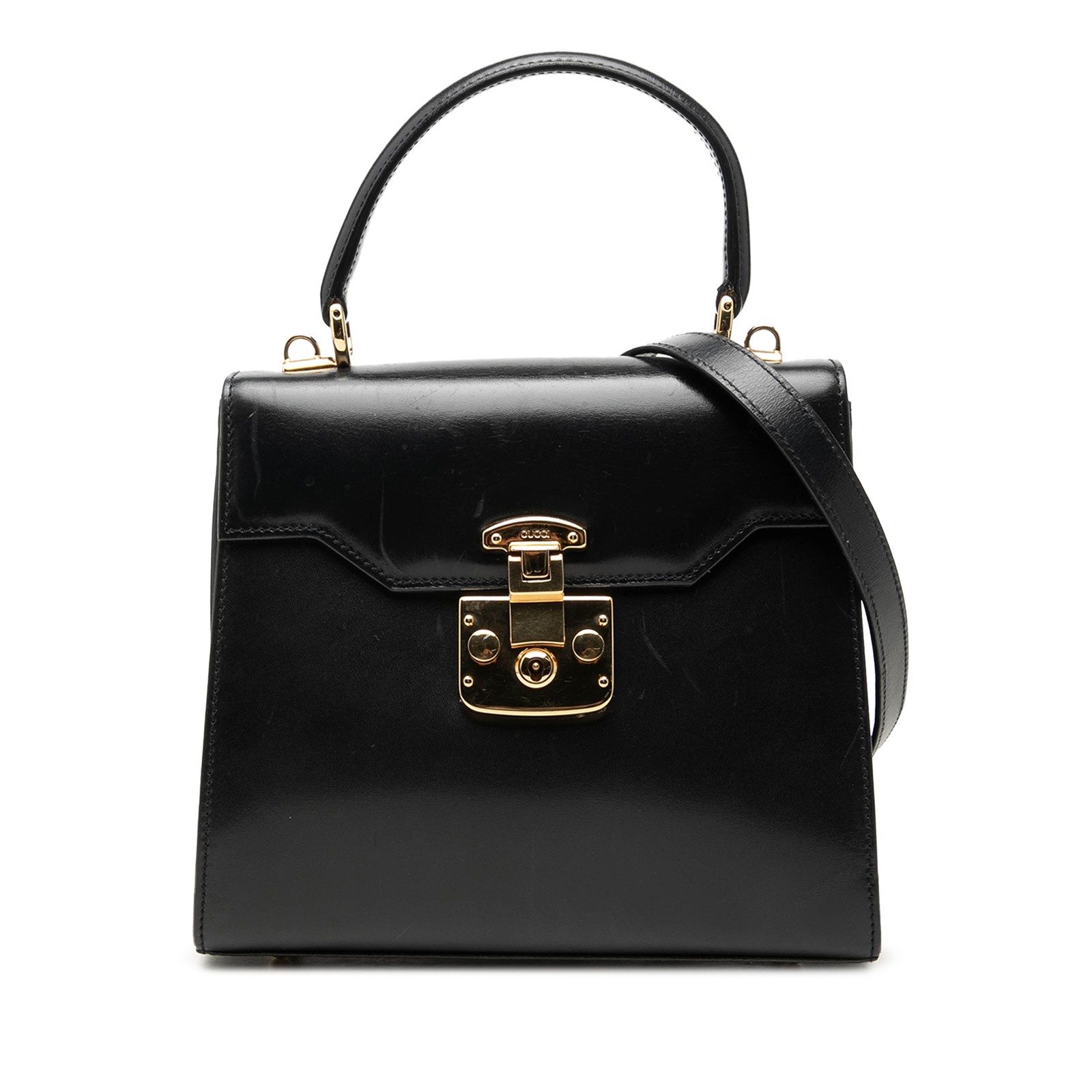 Gucci Smooth Calfskin Lady Lock Satchel Pre-Loved Black