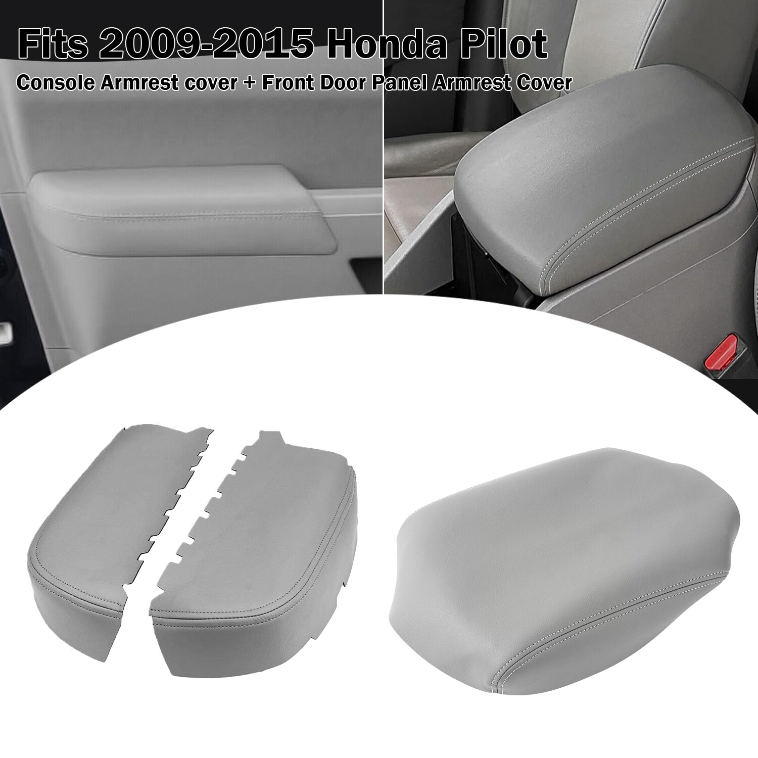 Fits 09-15 Honda Pilot Center Console Lid Front Door Armrest Vinyl Cover Gray Fits 09-15 Honda Pilot Center Console Lid Front Door Armrest Vinyl Cover Gray