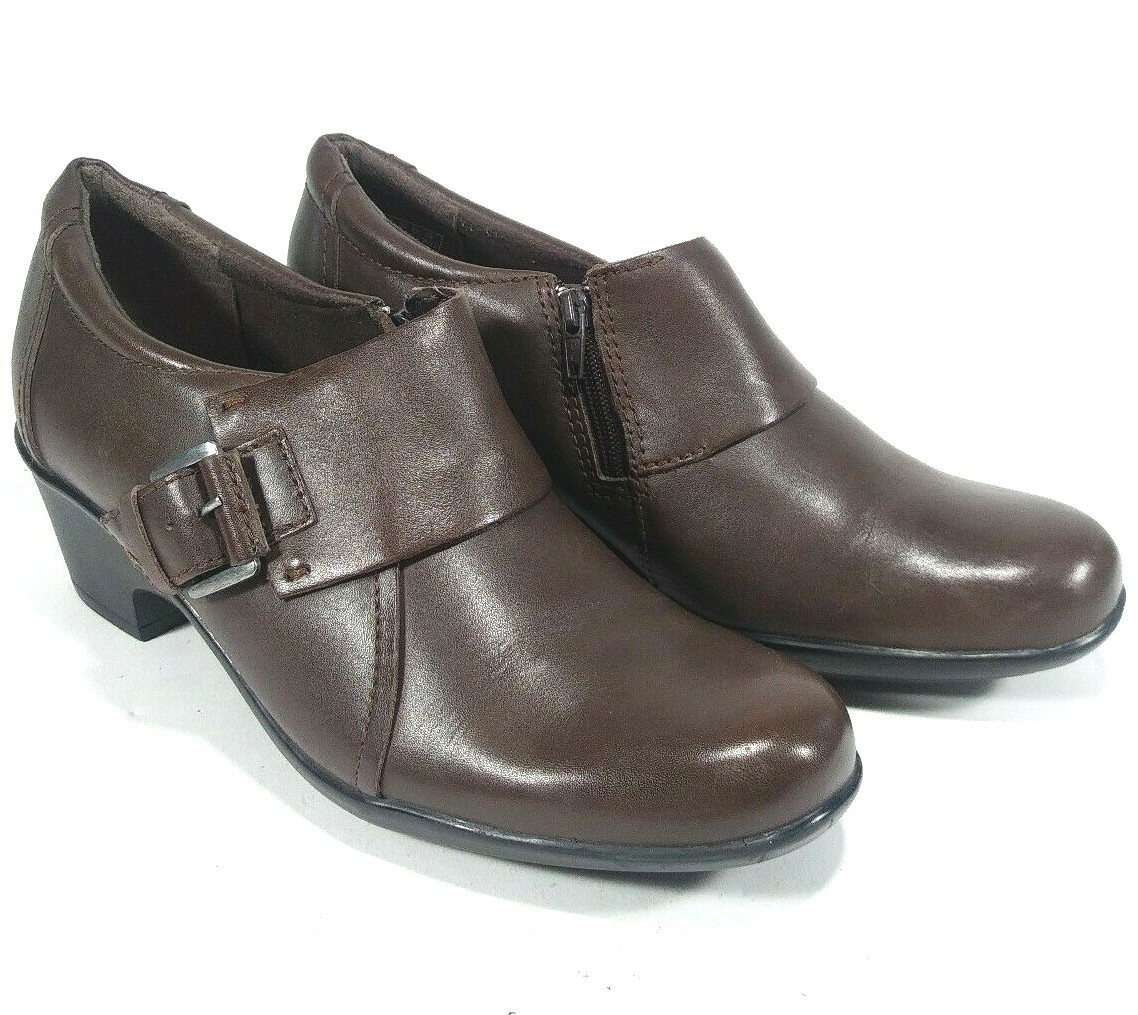 Clarks Women Femmes Collection Soft Cushion Gray Leather Wedges 6 D