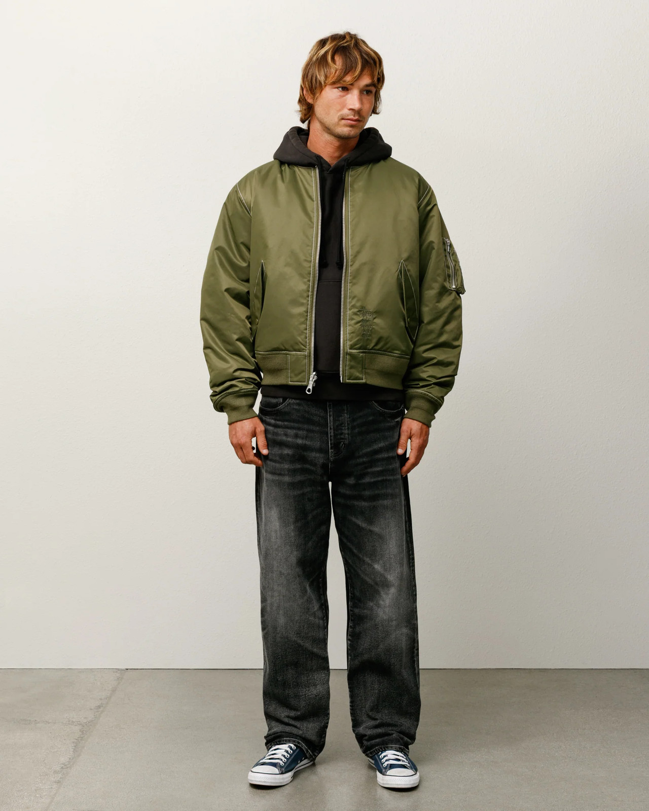 Stussy BUILT REVERSIBLE BOMBER JACKET Olive 115743 OLIV Men XXL Jacket New