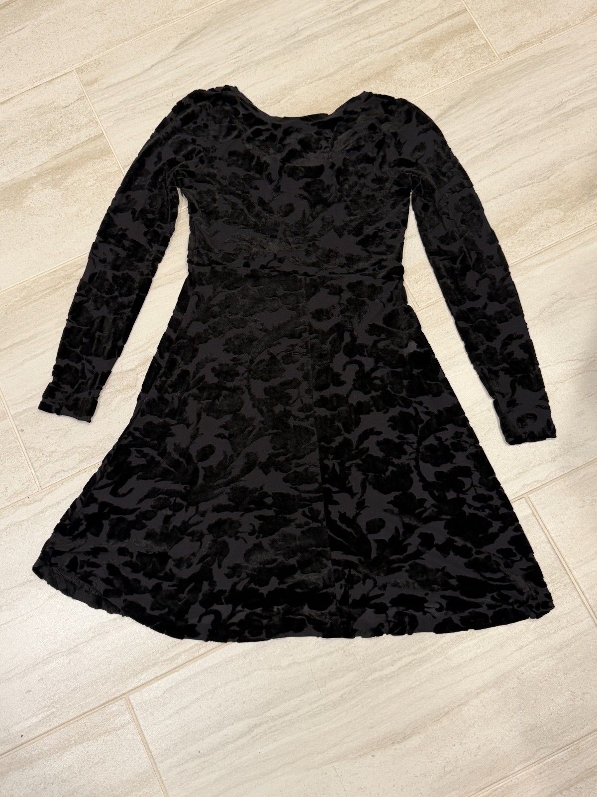 VTG 90s Betsey Johnson Sz 8 Black Floral Gothic Burnout Velvet Skater Dress USA