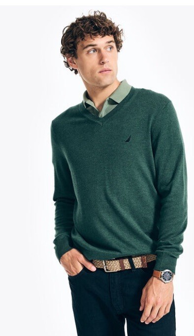 NAVTECH BY NAUTICA V-NECK SWEATER Spruce Size Small NWT