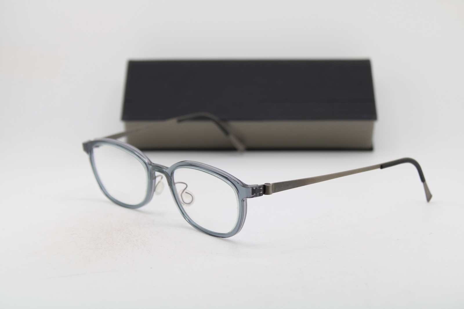 NEW LINDBERG NO.023/K7AG COL.AG72 CLEAR BLUE GUNMETAL AUTHENTIC EYEGLASSES 46-17