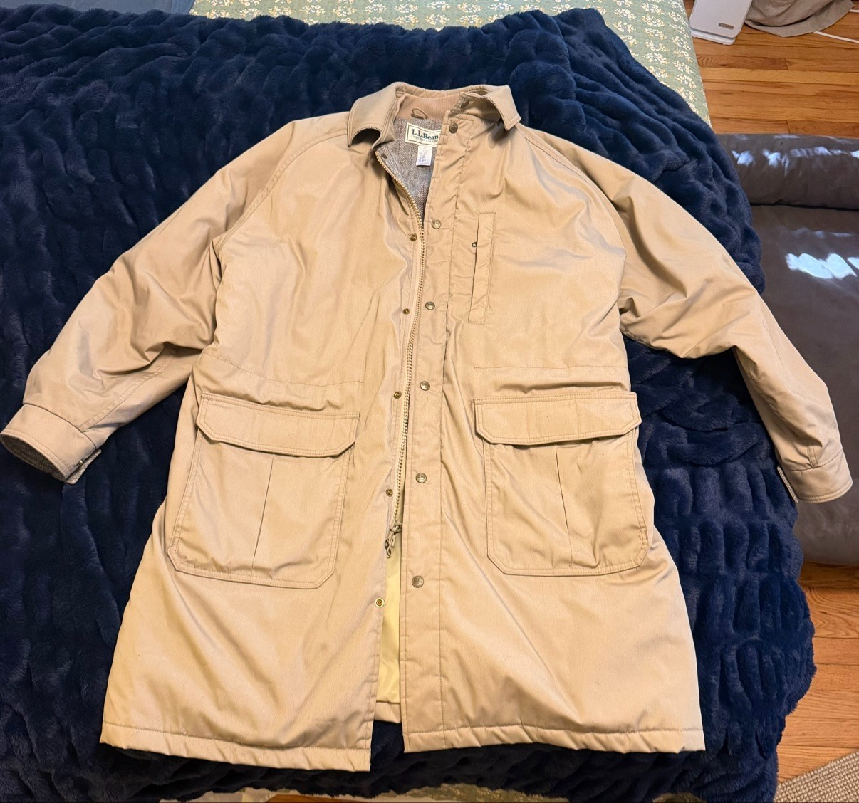 Vintage L.L.Bean Field Barn Coat Men\'s XL Tan Khaki Wool Lined Made in USA Vintage L.L.Bean Field Barn Coat Men\'s XL Tan Khaki Wool Lined Made in USA