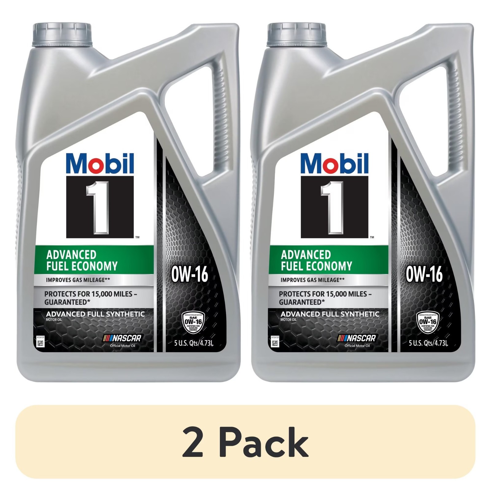 2 Pack, Mobil 1 Advanced Fuel Economy Full Synthetic Motor Oil 0W-16, 5 Quart