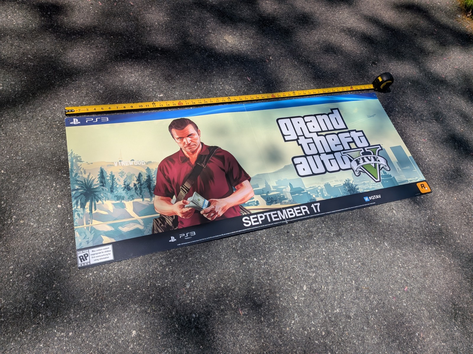 Grand Theft Auto V Promo Banner Poster GameStop RARE GTA 5 Michael Promotional Grand Theft Auto V Promo Banner Poster GameStop RARE GTA 5 Michael Promotional