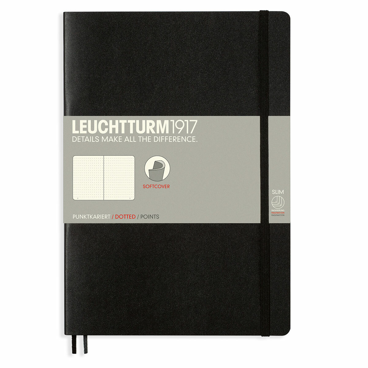 Leuchtturm 1917 Softcover Dot Grid Notebook in Black - A5 - NEW