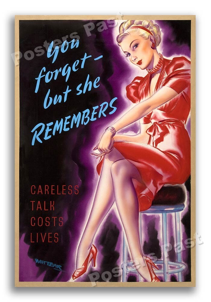 1940s You Forget - But She Remembers WWII Historic War Poster - 24x36