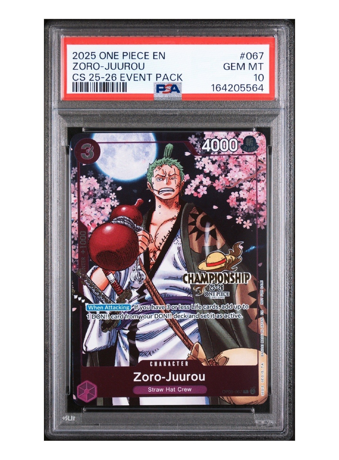 PSA 10 2025 One Piece CCG Zoro-Juurou CS 25-26 Event Pack #067 Foil EN CS PSA 10 2025 One Piece CCG Zoro-Juurou CS 25-26 Event Pack #067 Foil EN CS