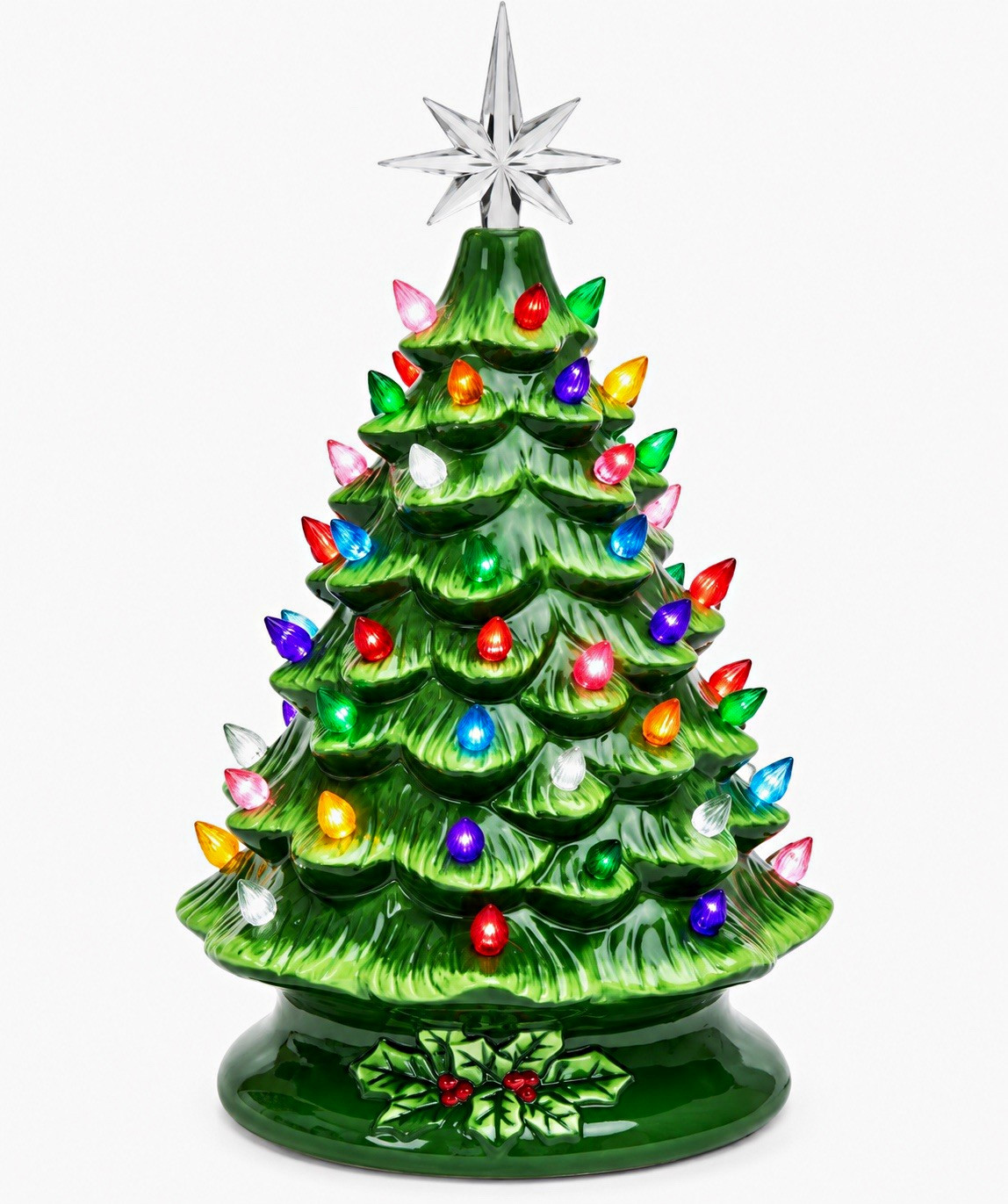 Best Choice Products 15” Pre-Lit Ceramic Christmas Tree – Green Multicolor Light