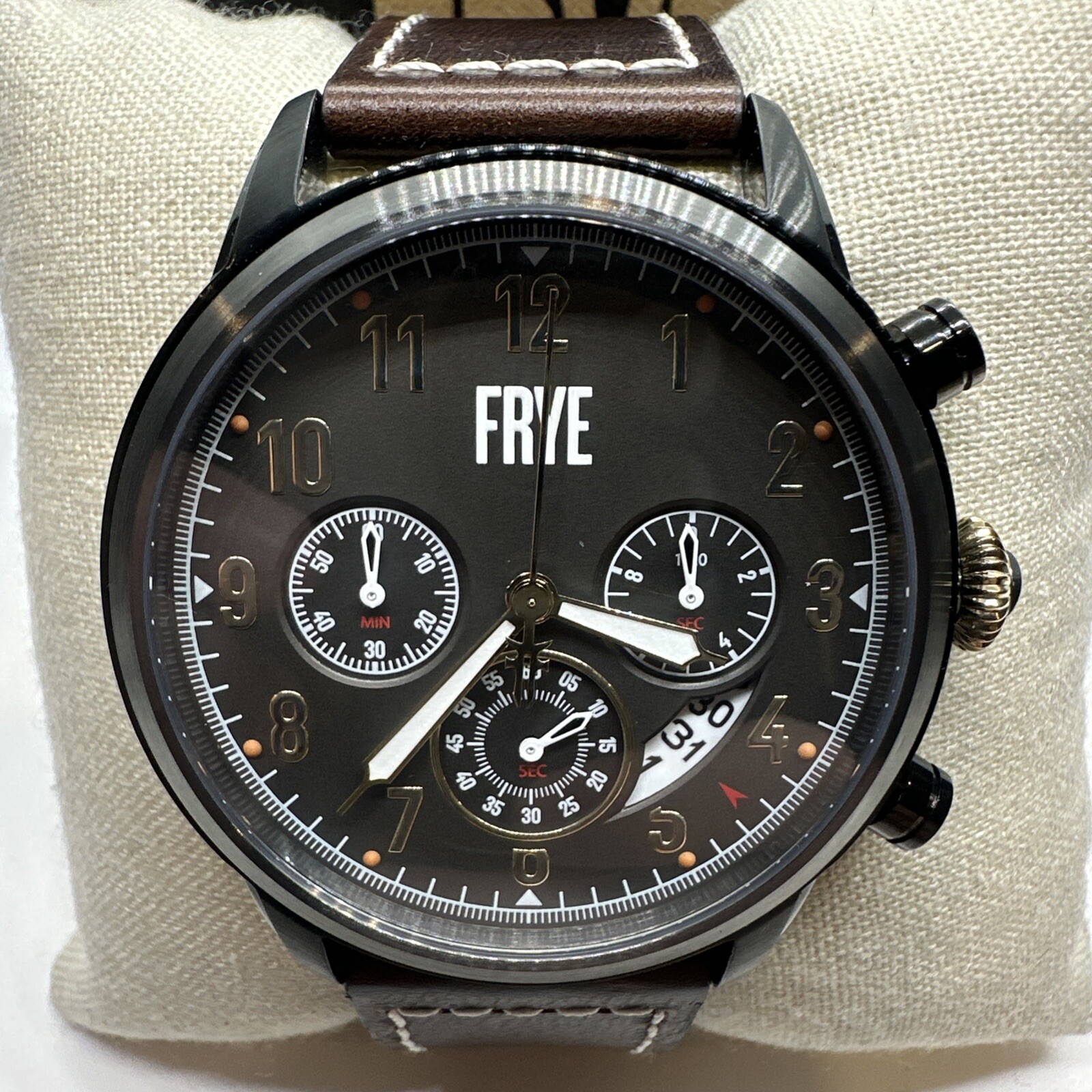 Frye Graham Chronograph Steel Men\'s Brown Watch - 37245686BLK001 NEW MSRP $350