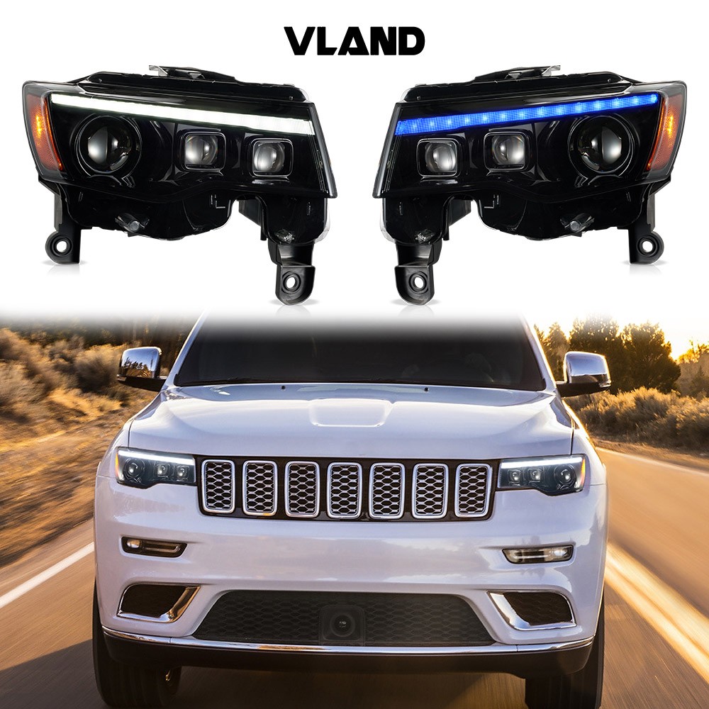 2x VLAND LED Headlights For 2014-2022 Jeep Grand Cherokee w/Start-up Animation