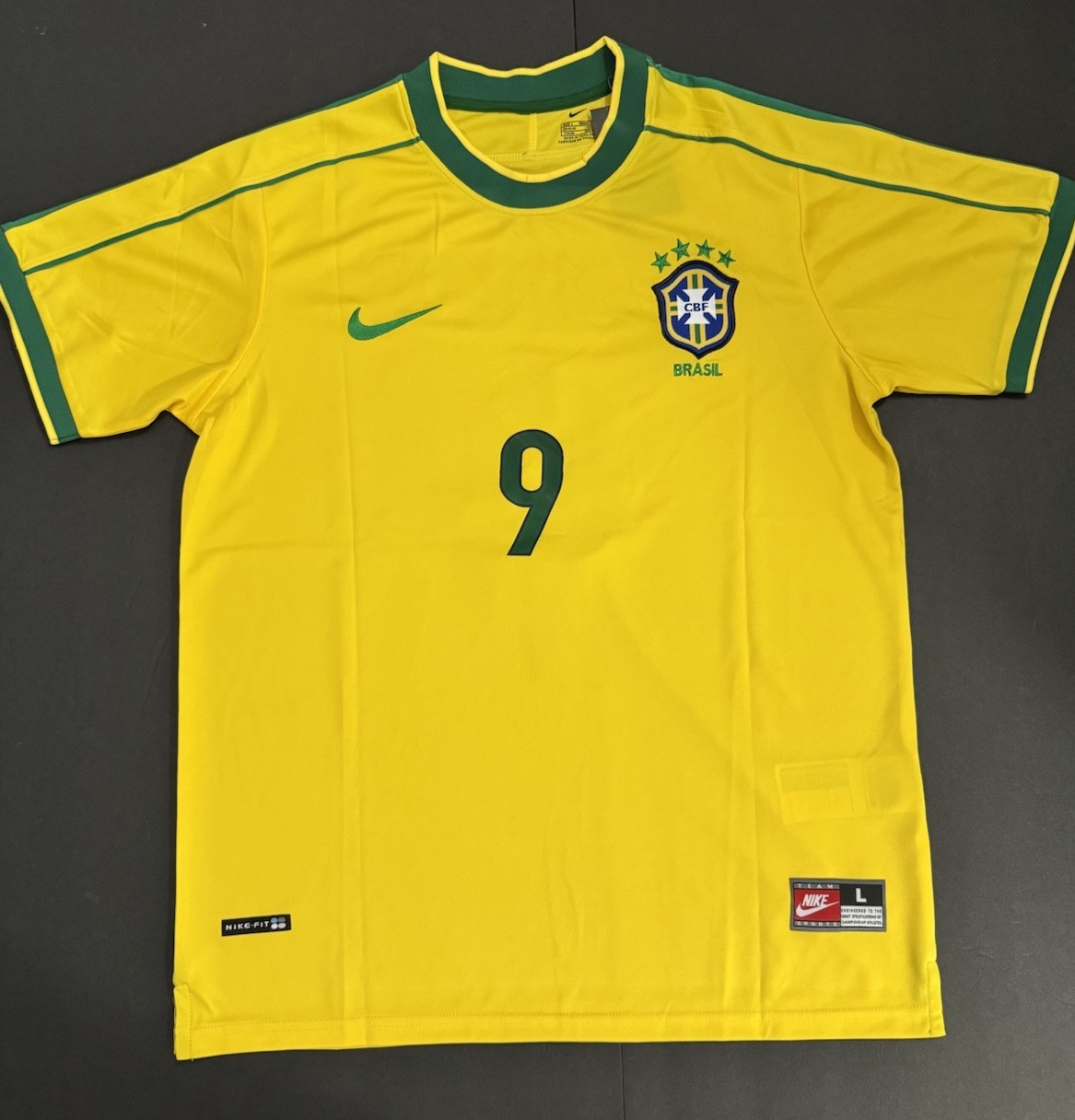 Brazil 1998 Ronaldo Retro Jersey Men's Large #9