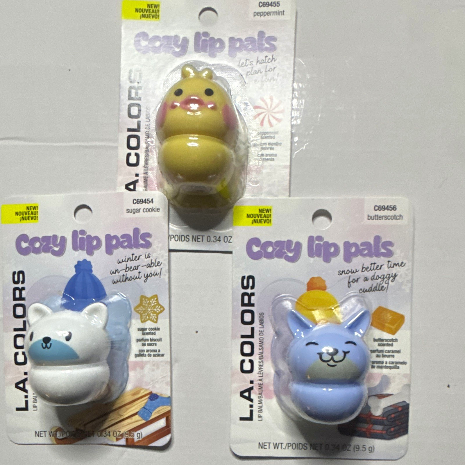 L.A. COLORS Cozy Lip Pals Scented Lip Balm 3 Pack 0.34 oz Peppermint