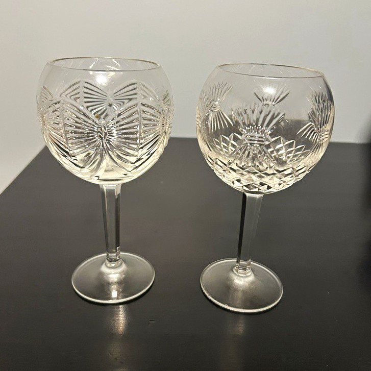 Set of 2 WATERFORD CRYSTAL Millennium Goblets 8” Peace & Prosperity Designs