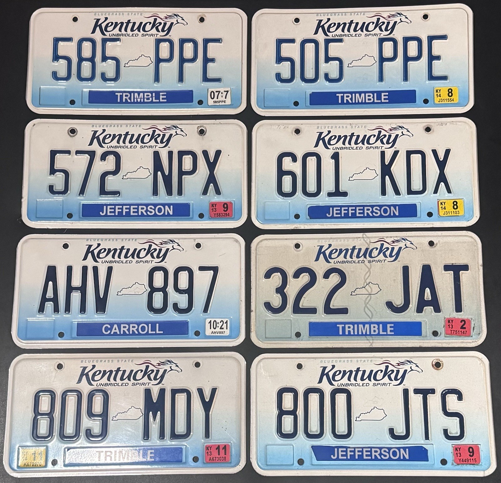 License Plates (Kentucky) Set Of 8 Lot# 94 License Plates (Kentucky) Set Of 8 Lot# 94