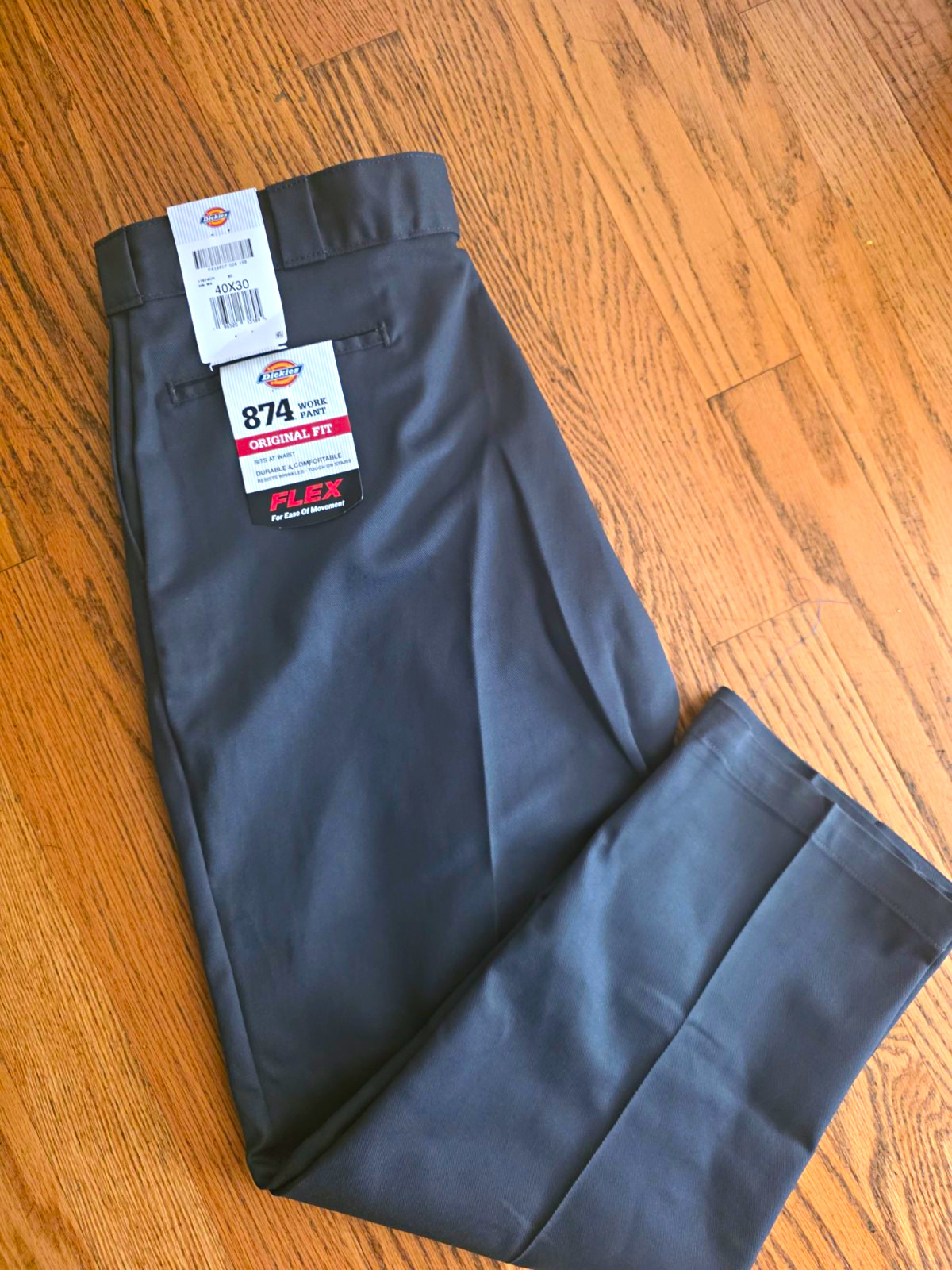Dickies 874 Original Fit Flex Men\'s Twill Work Pants Gray 40x30