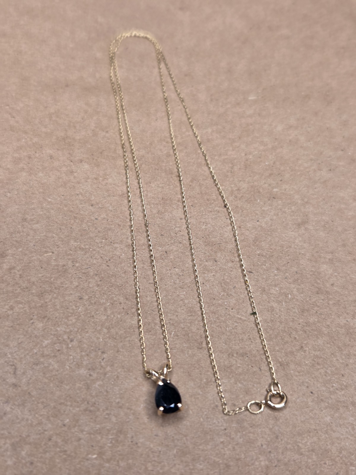 10K Yellow Gold Blue Sapphire Pendant Necklace 18in 0.45 Chain