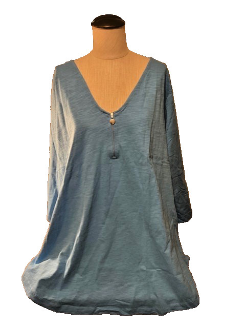 Woman Within NWOT New Pullover Tunic Top Heart Pull Zipper LG. Large So PRETTY