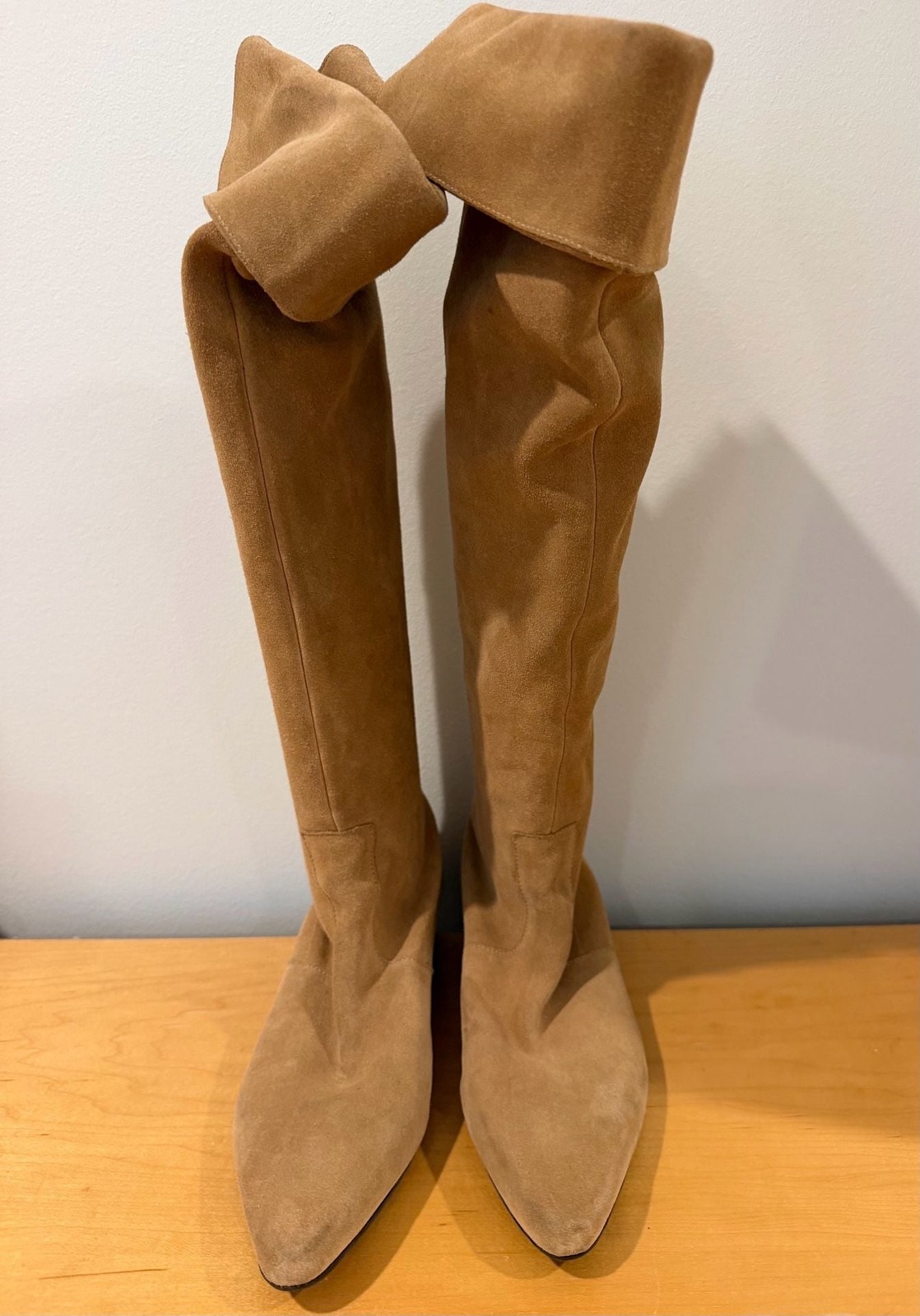Chic Cowgirl Classy Talbots Brown Suede Over The Knee Foldover Boots Size 8B Chic Cowgirl Classy Talbots Brown Suede Over The Knee Foldover Boots Size 8B