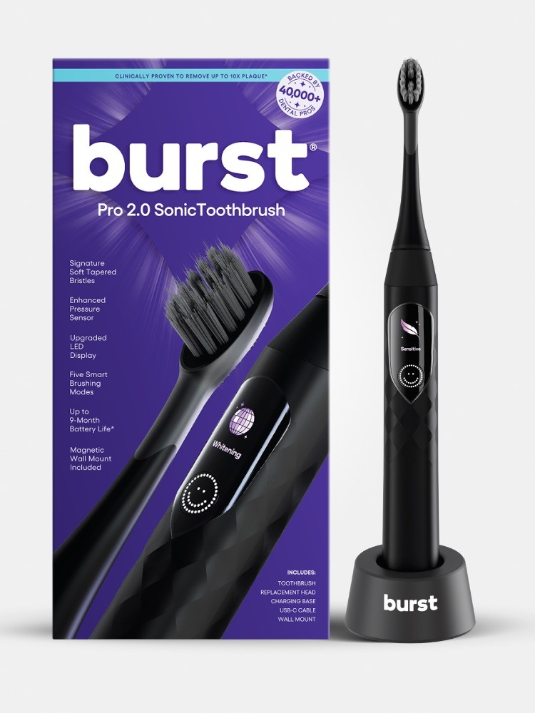 Burst Pro 2.0 Sonic Electric Toothbrush Adult Black Sealed Rechargeable