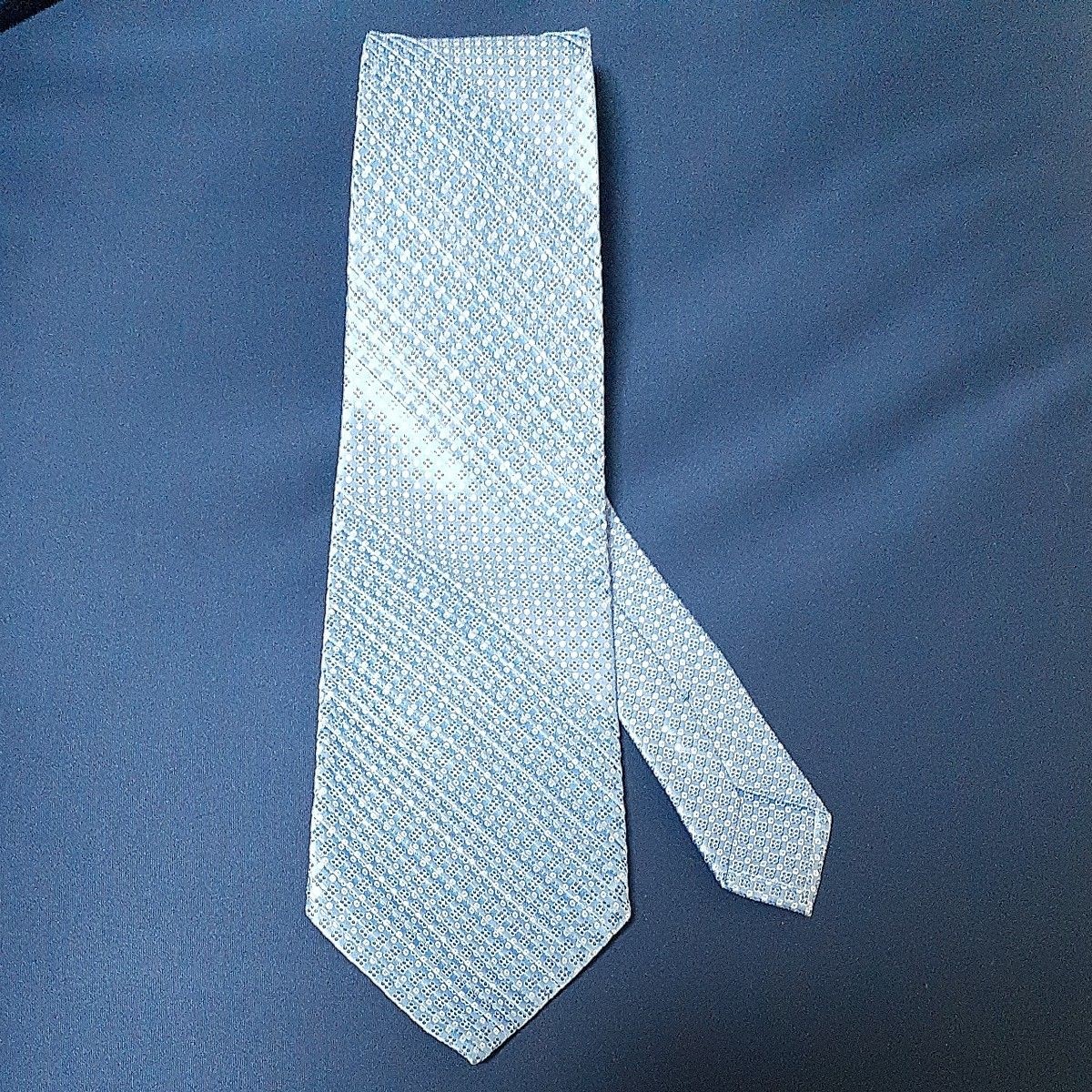 Stefano Ricci Pleated Tie Sky Blue Silk 100 Made in Italy Glossy Solid High Qual