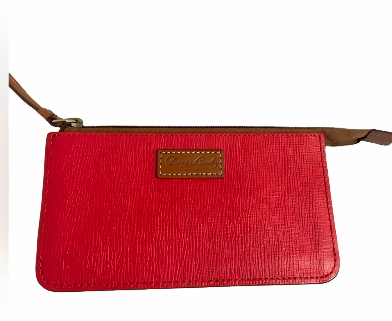 Dooney & Bourke Women’s Solid Red/Brown Logo Wristlet Zip Wallet w/ Strap Dooney & Bourke Women’s Solid Red/Brown Logo Wristlet Zip Wallet w/ Strap