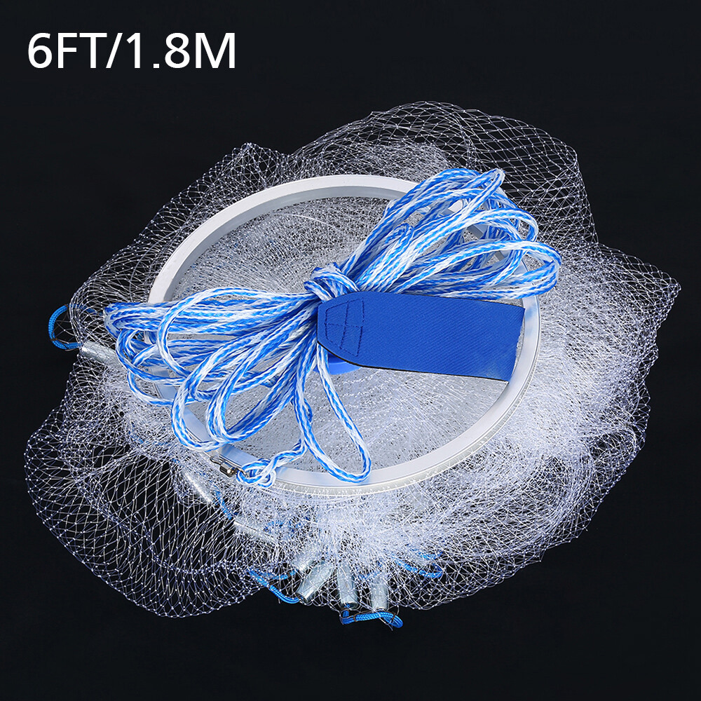 10ft/12ft/16ft/30ft Hand Cast Fishing Mesh Saltwater Bait Drawstring Catch Net 