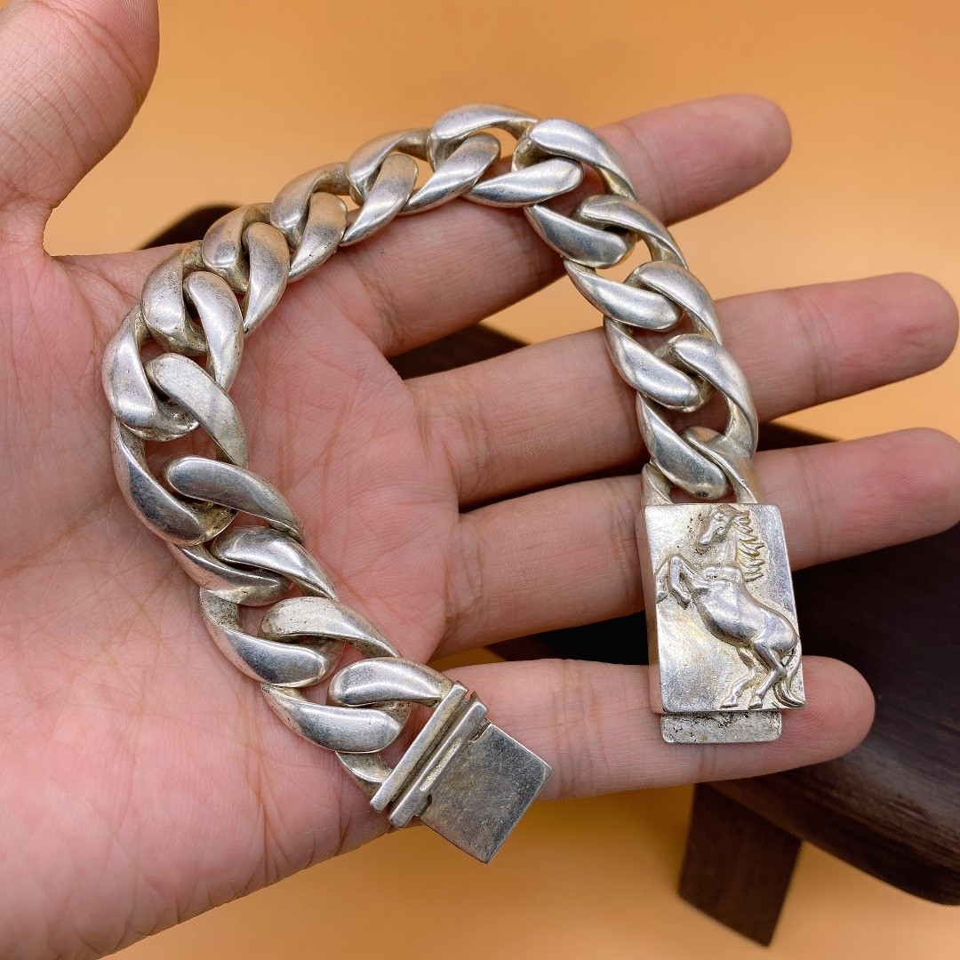 Men's 925 Silver Bracelet. Length 8.6 Inches