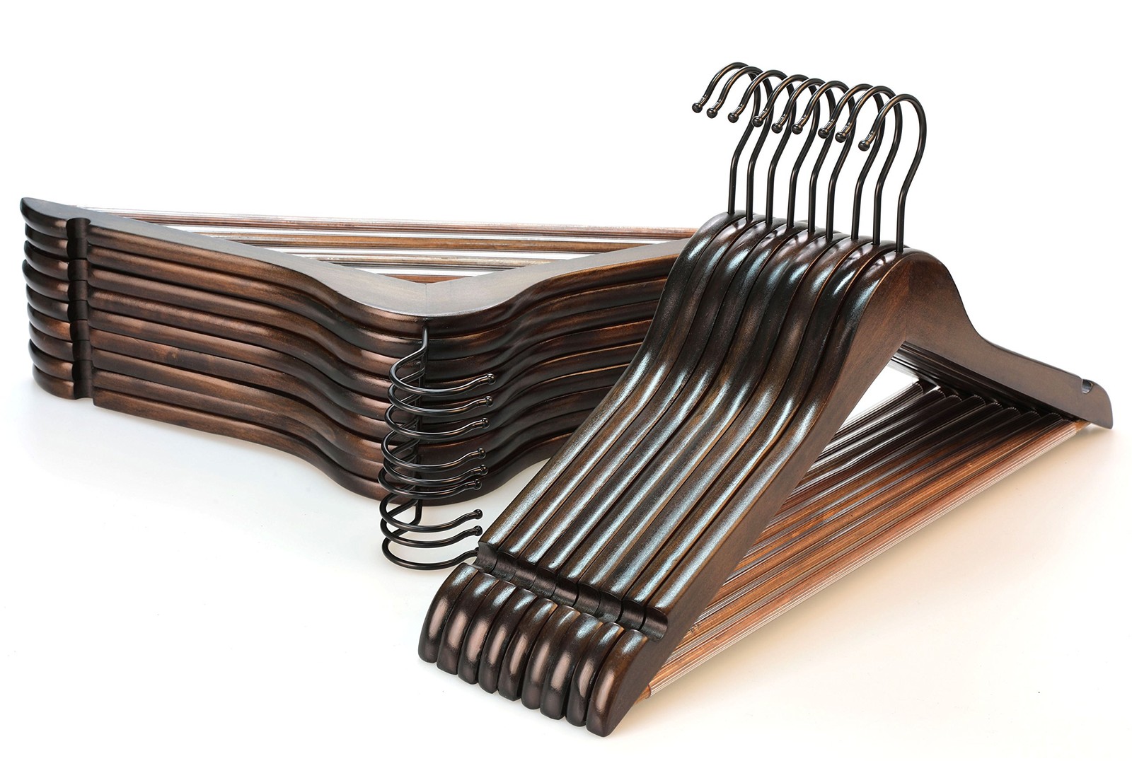 TOPIA HANGER Heavy Duty Wood Coat Hangers In Smooth Retro Finish, Boutique TOPIA HANGER Heavy Duty Wood Coat Hangers In Smooth Retro Finish, Boutique