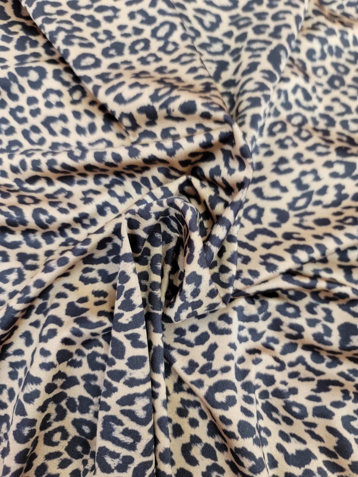 Spandex Fabric By The Yard 4 way Stretch Scuba Cheetah Tan Black Dress Draping 