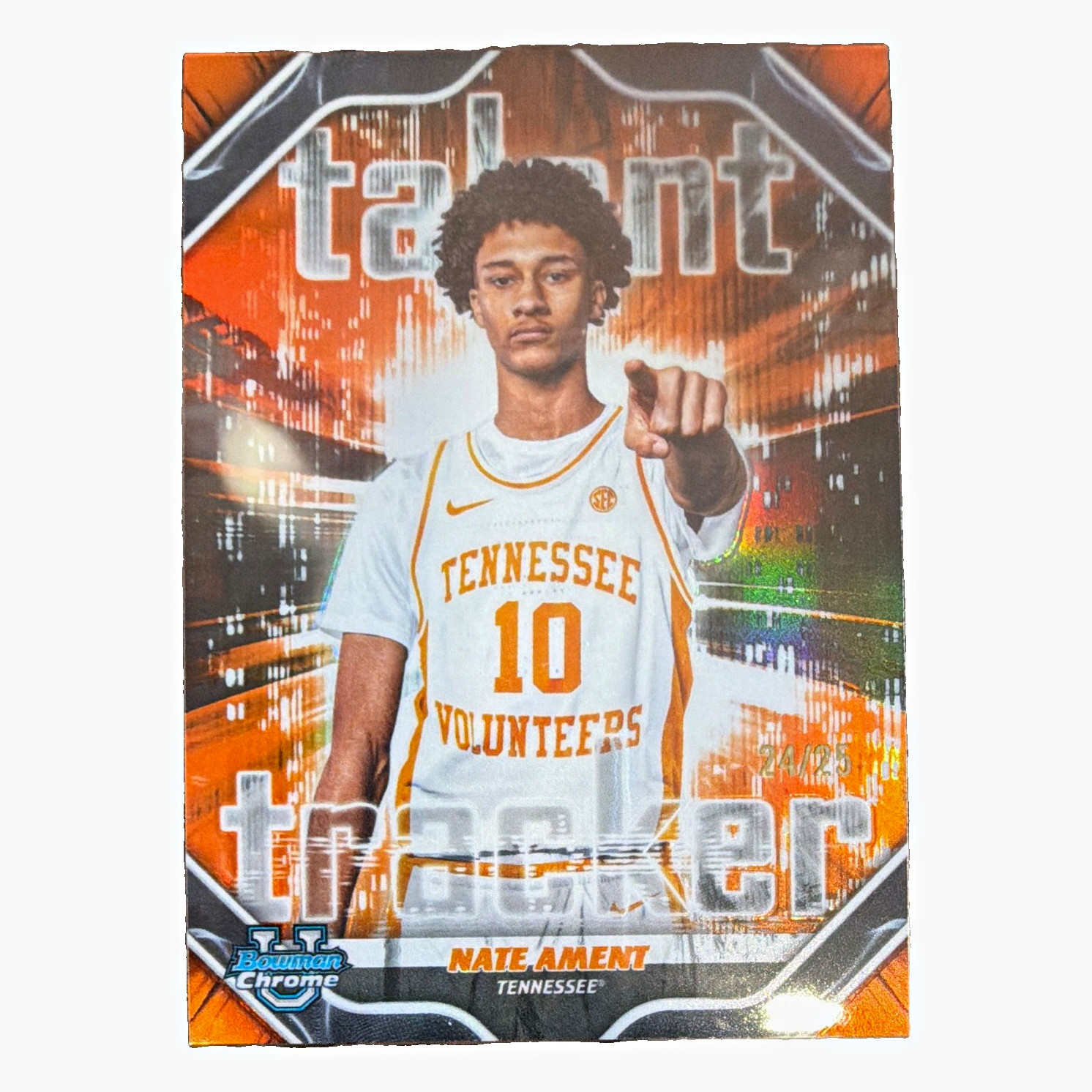 2025-26 Bowman Nate Ament | Talent Tracker | Orange Refractor /25 Rookie MINT