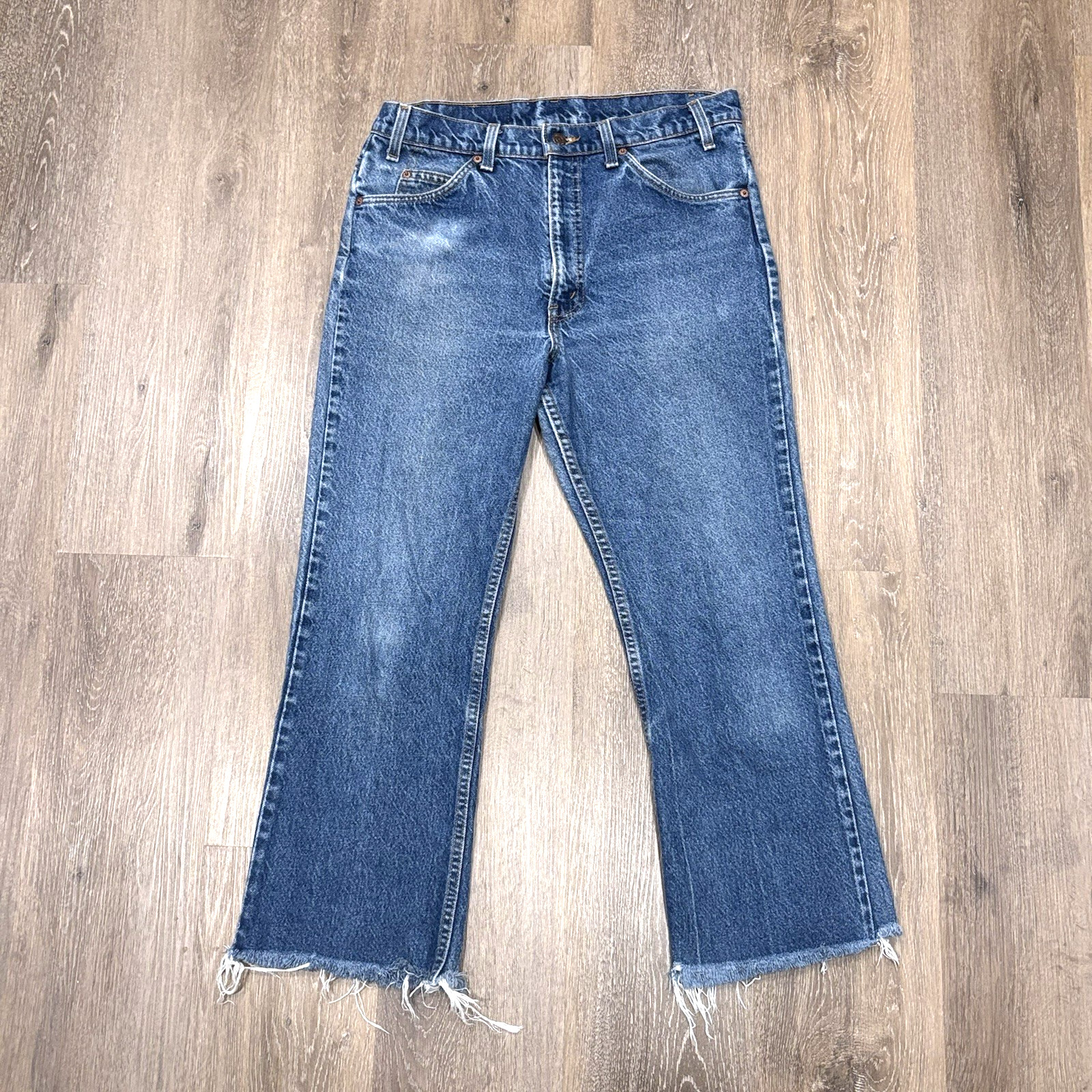 Vintage Levis 517 Jeans 32X26 Orange Tab Bootcut Made in USA Raw Hem (Tag 34X33)